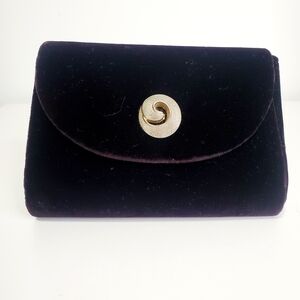 Velvet Evening Clutch in Deep Plum with Gold Turn-Lock